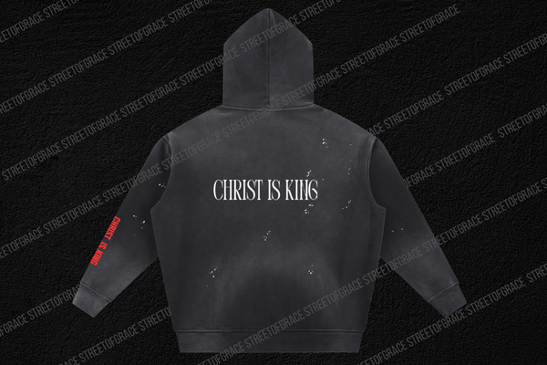STREETOFGRACE -  "Christ is King" Vinatage Frayed Hoodie