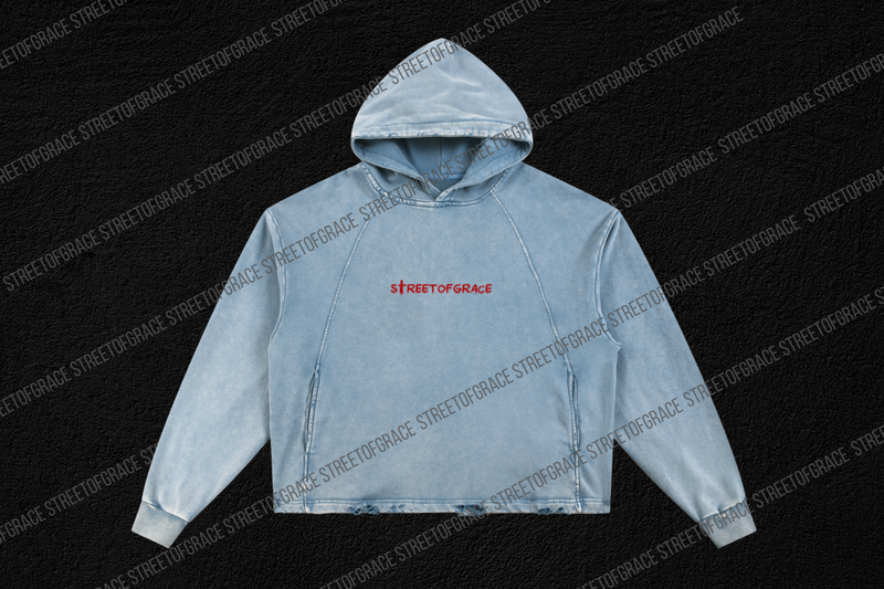 STREETOFGRACE- “Christ is king” Denim Washed Jacket
