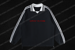 STREETOFGRACE - “CHRIST IS KING” Striped Lapel Collar Sweatshirt