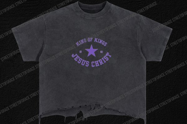 STREETOFGRACE - “King of Kings, Jesus Christ” Vintage Wash Distressed T-Shirt