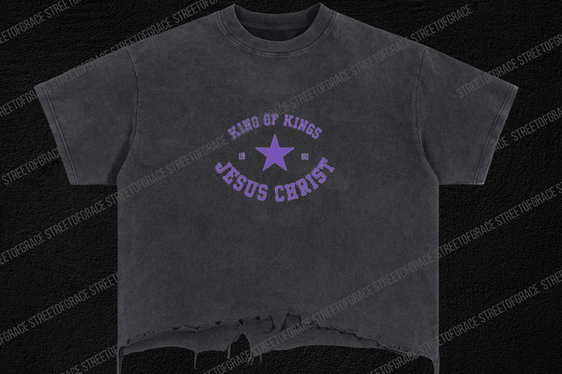STREETOFGRACE - “King of Kings, Jesus Christ” Vintage Wash Distressed T-Shirt